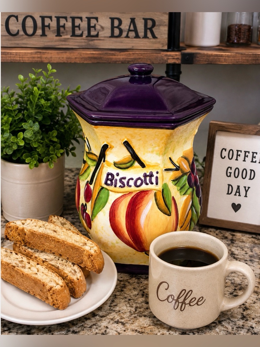 Nonni’s Hand- Painted Ceramic Biscotti Cookie Jar
